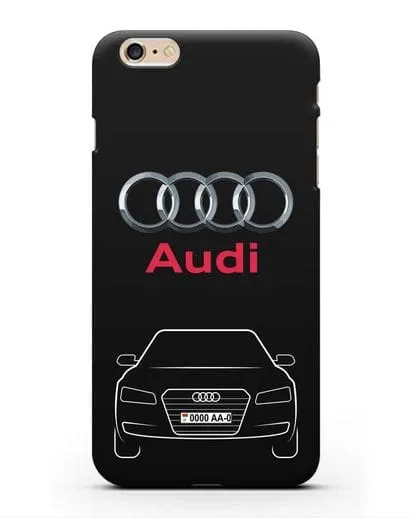 Чехол Audi A8 с номерным знаком силиконовый для iPhone 6 Plus