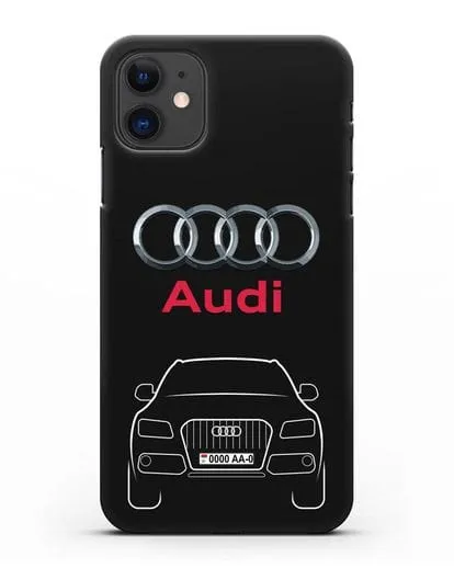 Чехол Audi Q5 с номерным знаком силиконовый для iPhone 11