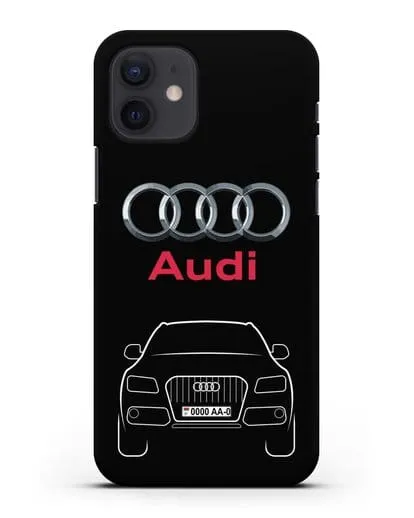 Чехол Audi Q5 с номерным знаком силиконовый для iPhone 12