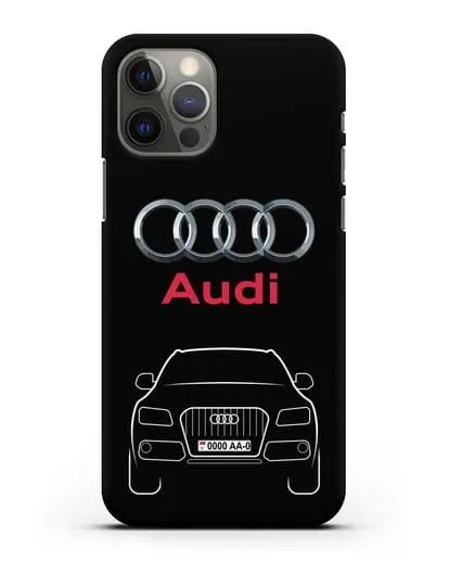 Чехол Audi Q5 с номерным знаком силиконовый для iPhone 12 Pro