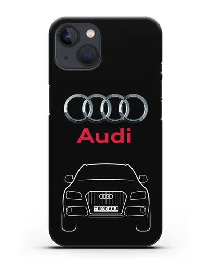 Чехол Audi Q5 с номерным знаком силиконовый для iPhone 13