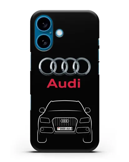 Чехол Audi Q5 с номерным знаком силиконовый для iPhone 16