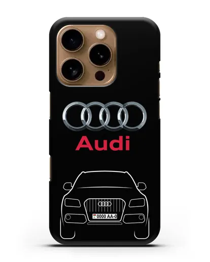 Чехол Audi Q5 с номерным знаком силиконовый для iPhone 16 Pro