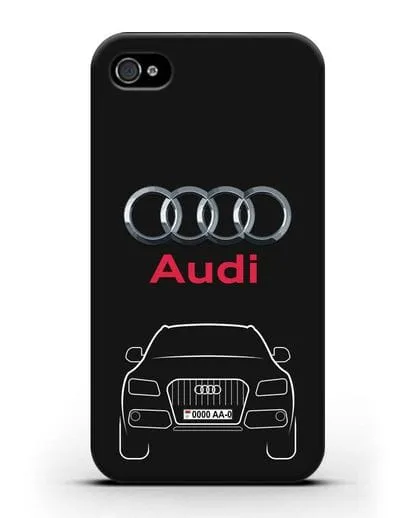 Чехол Audi Q5 с номерным знаком силиконовый для iPhone 4/4s