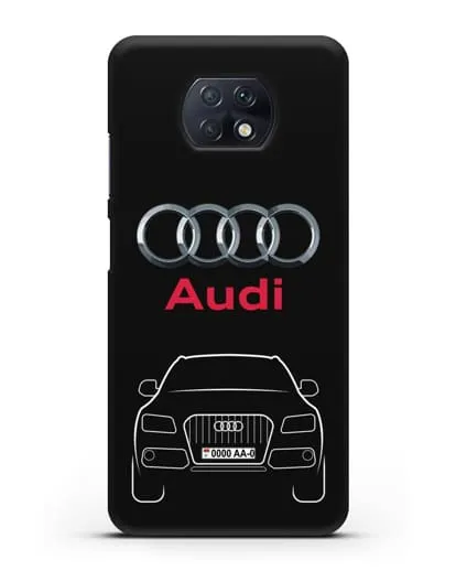 Чехол Audi Q5 с номерным знаком силиконовый для Xiaomi Redmi Note 9T