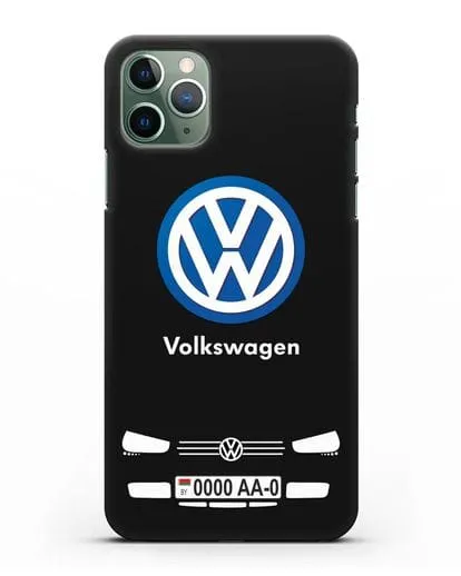 Чехол Volkswagen с автомобильным номером силиконовый для iPhone 11 Pro Max