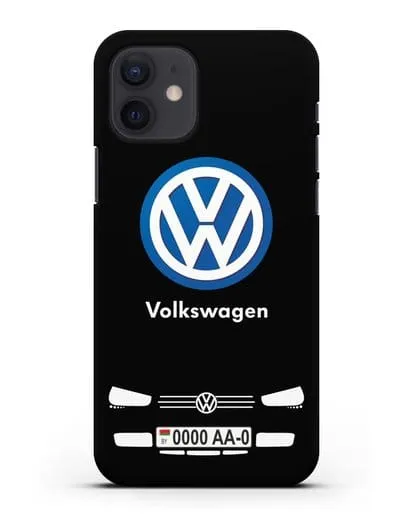 Чехол Volkswagen с автомобильным номером силиконовый для iPhone 12