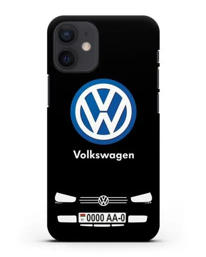 Чехол Volkswagen с автомобильным номером силиконовый для iPhone 12 mini