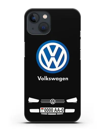 Чехол Volkswagen с автомобильным номером силиконовый для iPhone 13 Mini