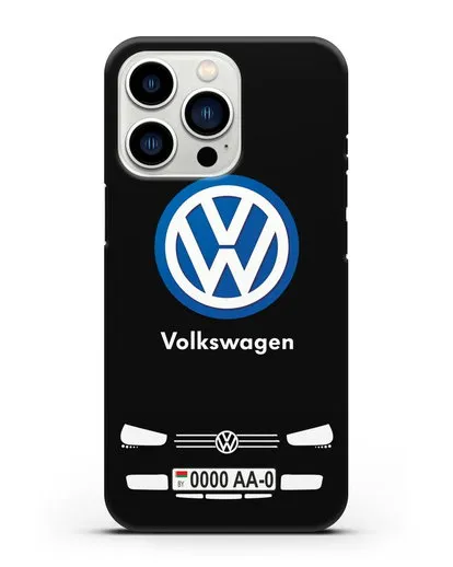 Чехол Volkswagen с автомобильным номером силиконовый для iPhone 13 Pro