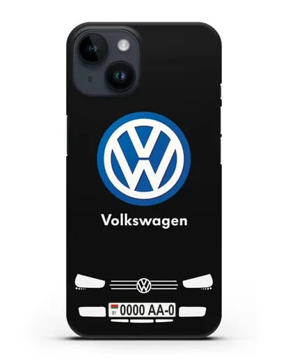 Чехол Volkswagen с автомобильным номером силиконовый для iPhone 14