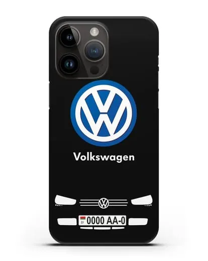 Чехол Volkswagen с автомобильным номером силиконовый для iPhone 14 Pro Max