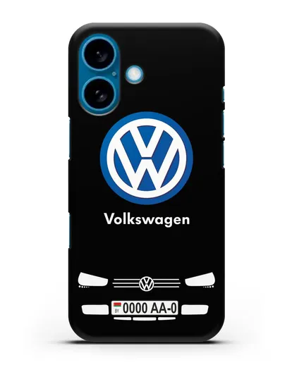 Чехол Volkswagen с автомобильным номером силиконовый для iPhone 16