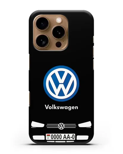 Чехол Volkswagen с автомобильным номером силиконовый для iPhone 16 Pro