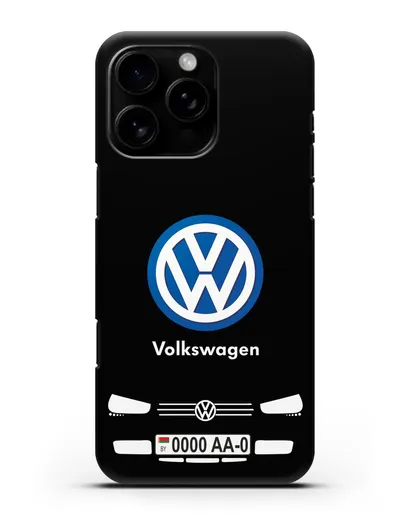 Чехол Volkswagen с автомобильным номером силиконовый для iPhone 16 Pro Max