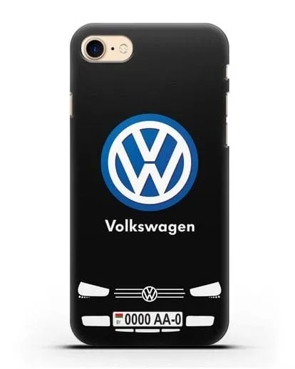 Чехол Volkswagen с автомобильным номером силиконовый для iPhone 7