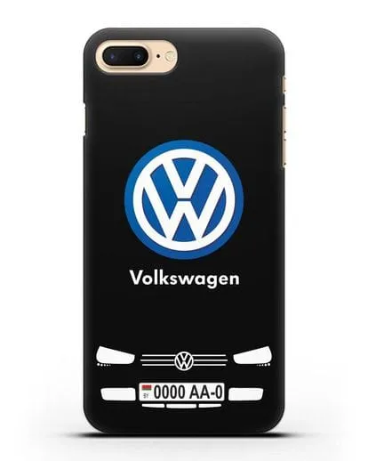 Чехол Volkswagen с автомобильным номером силиконовый для iPhone 7 Plus