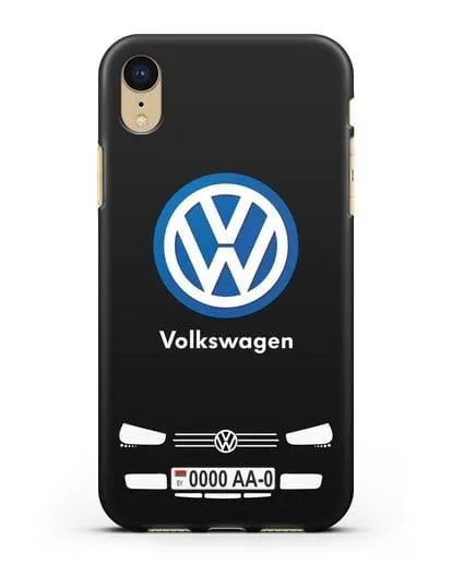 Чехол Volkswagen с автомобильным номером силиконовый для iPhone XR