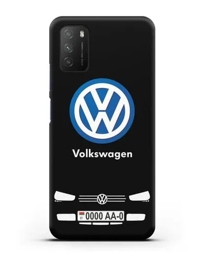 Чехол Volkswagen с автомобильным номером силиконовый для Xiaomi Poco M3