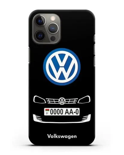 Чехол Фольксваген с номерным знаком силиконовый для iPhone 12 Pro Max
