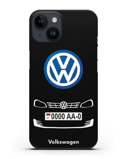 Чехол Фольксваген с номерным знаком силиконовый для iPhone 14