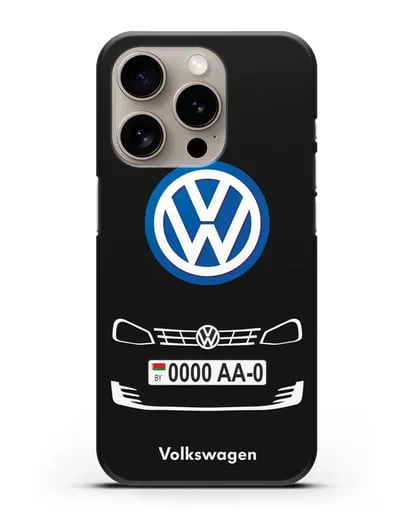 Чехол Фольксваген с номерным знаком силиконовый для iPhone 15 Pro