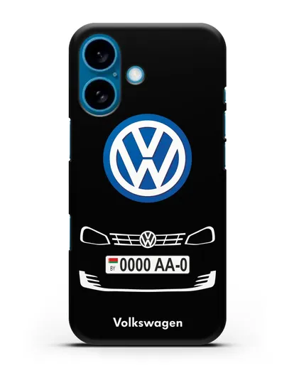 Чехол Фольксваген с номерным знаком силиконовый для iPhone 16
