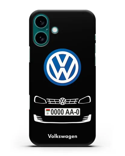 Чехол Фольксваген с номерным знаком силиконовый для iPhone 16 Plus