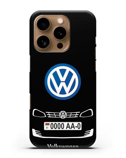 Чехол Фольксваген с номерным знаком силиконовый для iPhone 16 Pro