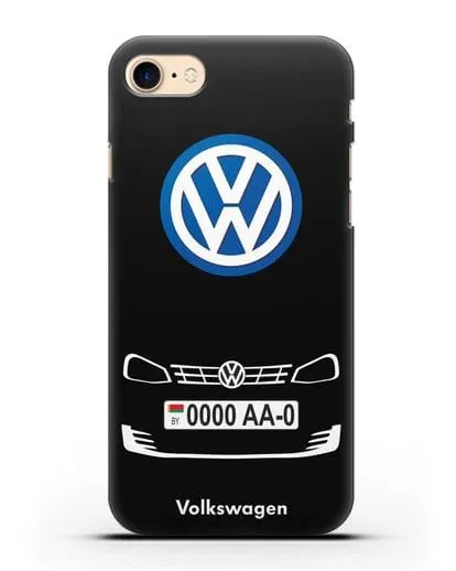 Чехол Фольксваген с номерным знаком силиконовый для iPhone 7