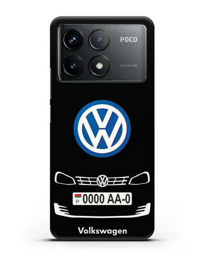 Чехол Фольксваген с номерным знаком силиконовый для Xiaomi Poco F6 Pro