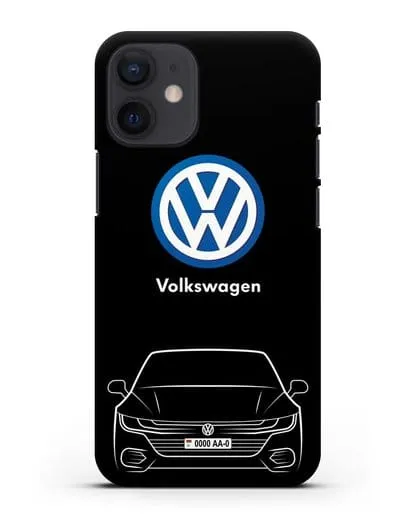 Чехол Volkswagen Passat с автомобильным номером силиконовый для iPhone 12 mini