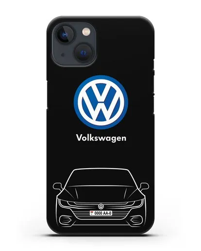 Чехол Volkswagen Passat с автомобильным номером силиконовый для iPhone 13