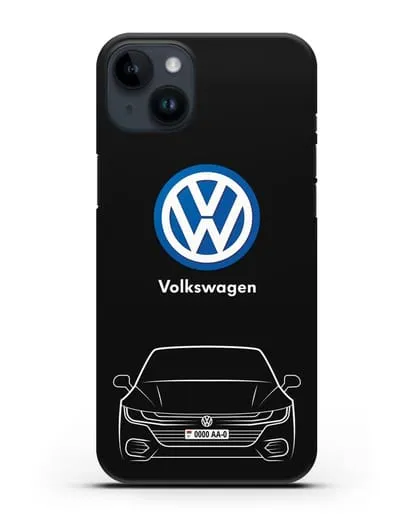Чехол Volkswagen Passat с автомобильным номером силиконовый для iPhone 14 Plus