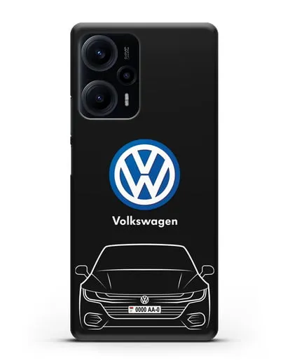 Чехол Volkswagen Passat с автомобильным номером силиконовый для Xiaomi Poco F5