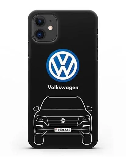 Чехол Volkswagen Touareg с автомобильным номером силиконовый для iPhone 11