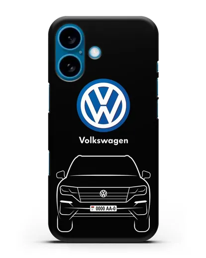 Чехол Volkswagen Touareg с автомобильным номером силиконовый для iPhone 16