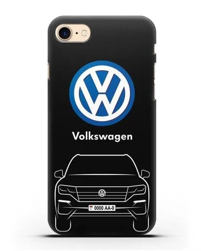 Чехол Volkswagen Touareg с автомобильным номером силиконовый для iPhone 7