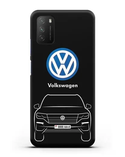 Чехол Volkswagen Touareg с автомобильным номером силиконовый для Xiaomi Poco M3