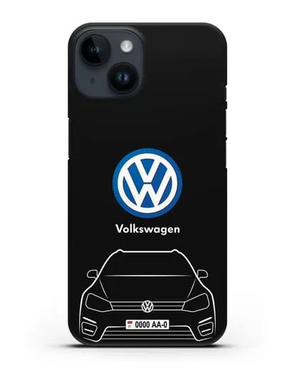 Чехол Volkswagen Golf с автомобильным номером силиконовый для iPhone 14
