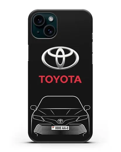 Чехол Toyota Camry с автомобильным номером силиконовый для iPhone 15 Plus