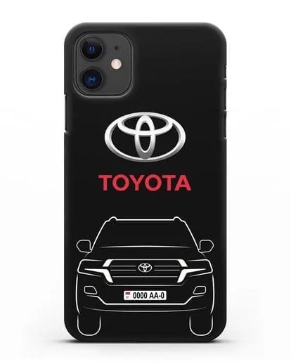 Чехол Toyota Land Cruiser с автомобильным номером силиконовый для iPhone 11