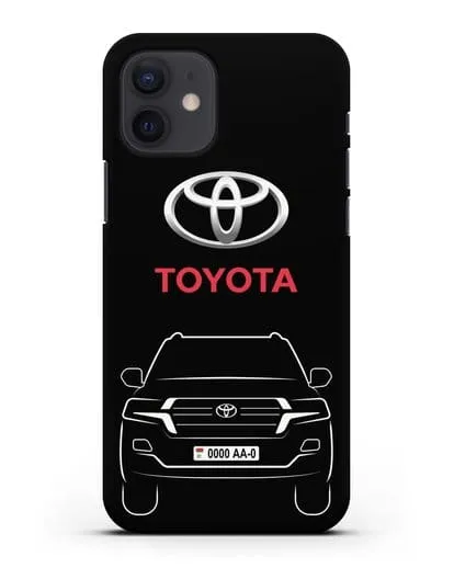 Чехол Toyota Land Cruiser с автомобильным номером силиконовый для iPhone 12