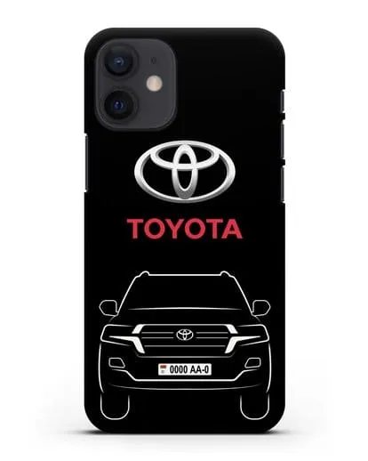 Чехол Toyota Land Cruiser с автомобильным номером силиконовый для iPhone 12 mini
