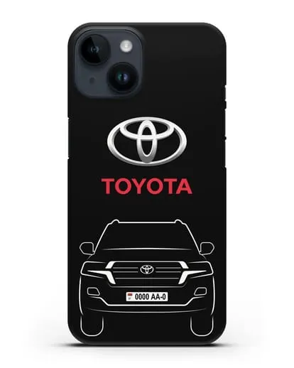 Чехол Toyota Land Cruiser с автомобильным номером силиконовый для iPhone 14