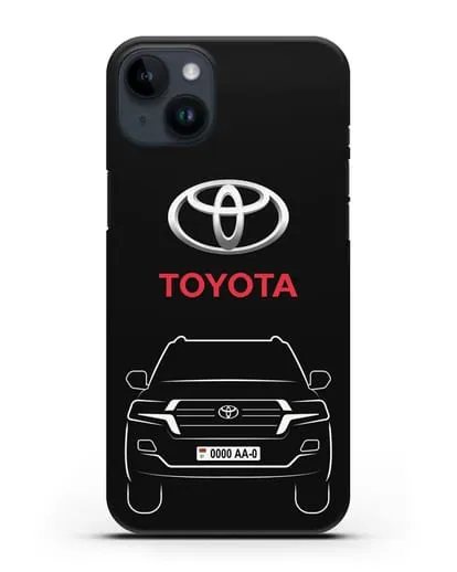 Чехол Toyota Land Cruiser с автомобильным номером силиконовый для iPhone 14 Plus