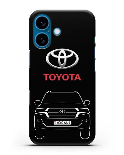 Чехол Toyota Land Cruiser с автомобильным номером силиконовый для iPhone 16