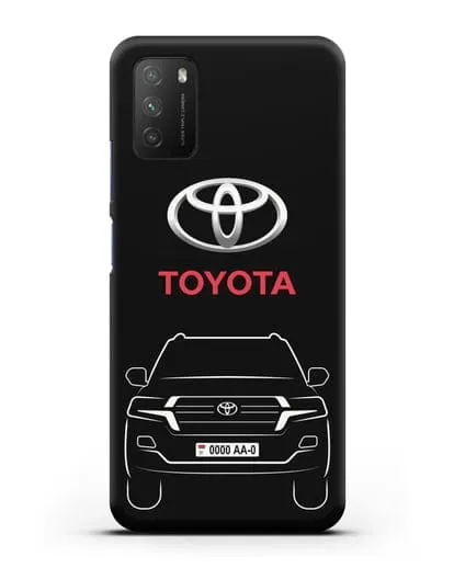 Чехол Toyota Land Cruiser с автомобильным номером силиконовый для Xiaomi Poco M3