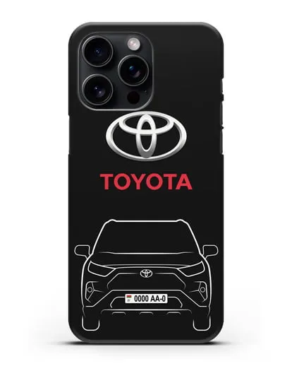 Чехол Toyota RAV4 с автомобильным номером силиконовый для iPhone 15 Pro Max