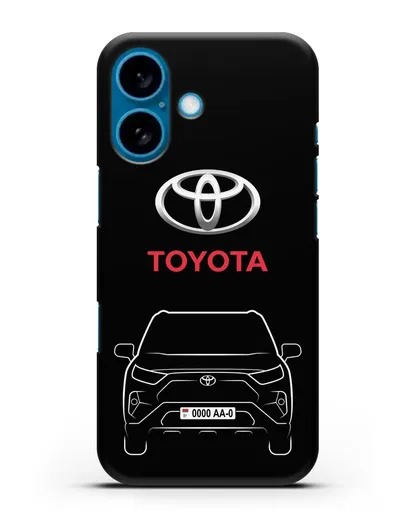 Чехол Toyota RAV4 с автомобильным номером силиконовый для iPhone 16